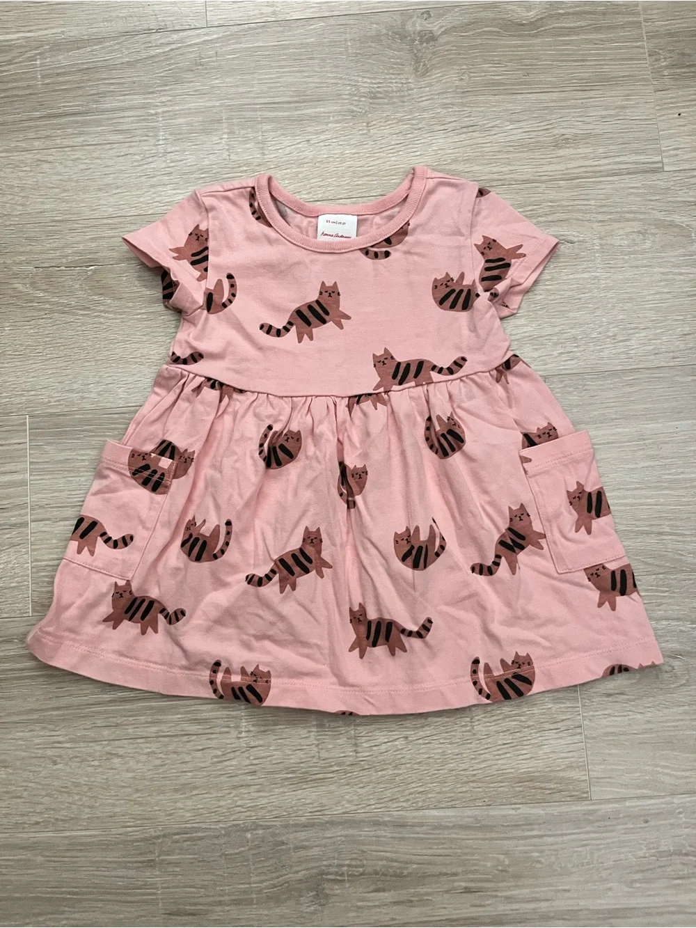 Hanna Andersson Girl’s Playground Pocket Dress Pink Cats - Size 2T